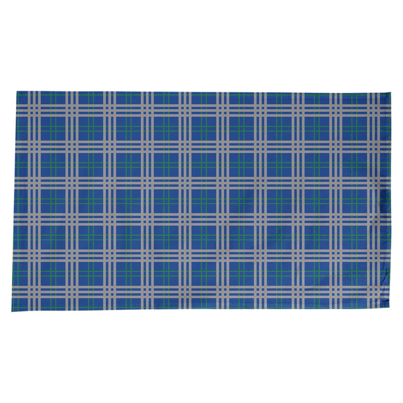 Nappe en mélange de coton à carreaux, Bleu / vert / argent