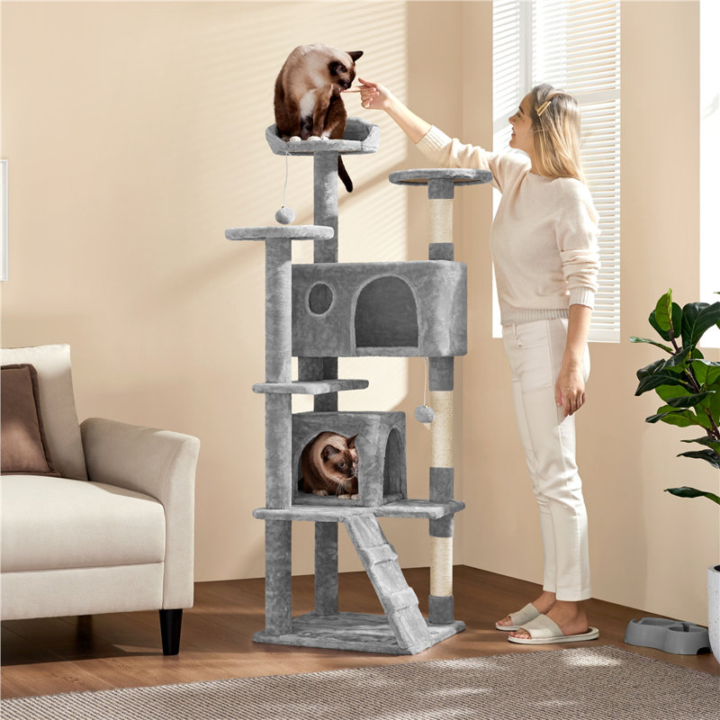 Arbre à chat 61,5 po Dagenham, Gris clair, H 61,5 po x l 19,5 po x P 19,5 po