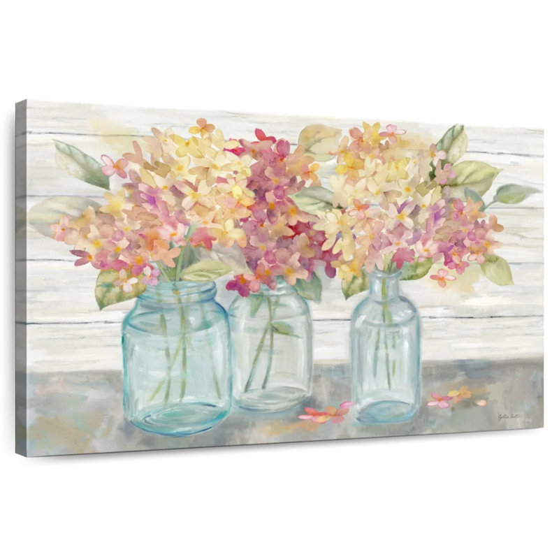 Hortensias Harnek Farmhouse dans des pots Mason Spice, H 30 po x l 45 po