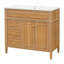 Meuble-lavabo de salle de bain avec lavabo, armoire en bois, tiroir rabattable, portes à fermeture en douceur, panneau de fibres à densité moyenne en bois massif, poignées élégantes