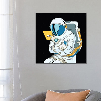 Astronaut and Tablet 1 Piece Wrapped Canvas Wall Art