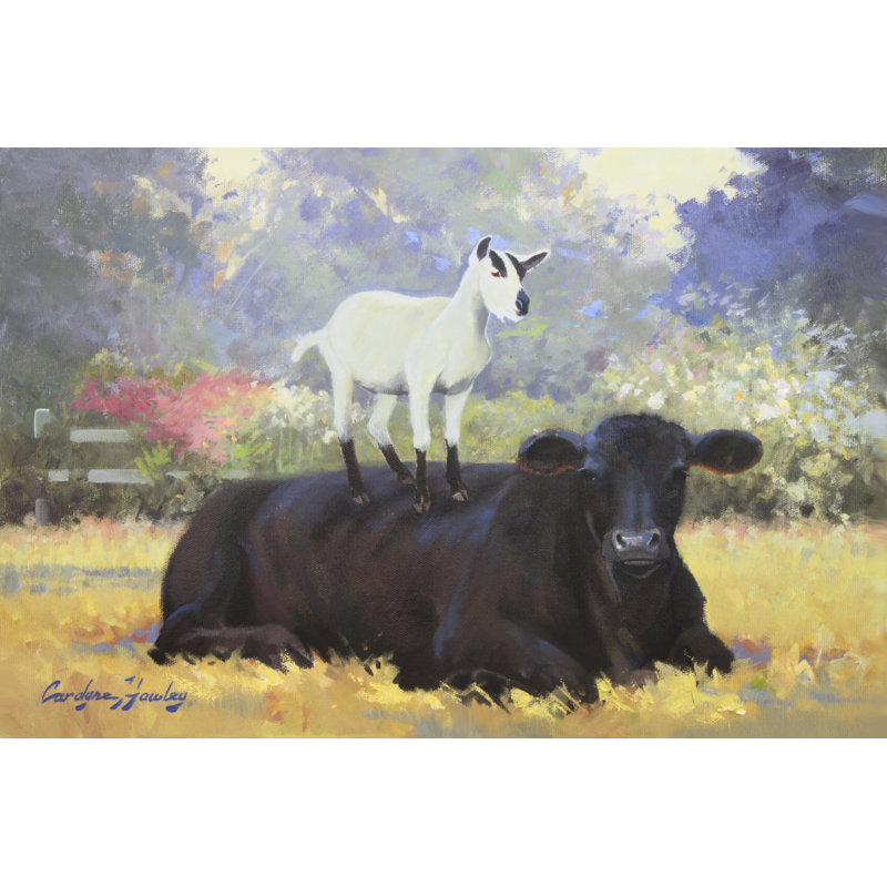 «Farm Pals V», peinture sur toile, H 24 po x l 36 po