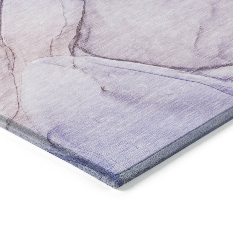 5' X 8' Gray and Purple Abstract Washable Non Skid Indoor Outdoor Area Rug, 30" W x 46" L