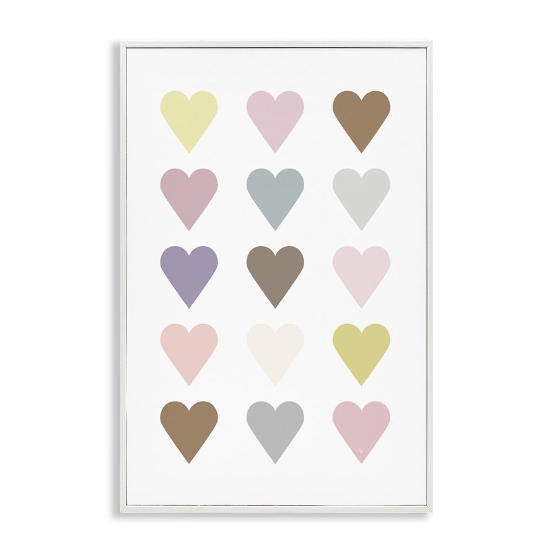«Soft Pastel Hearts», estampe numérique encadrée par Martina Pavlova, H 18 po x l 12 po