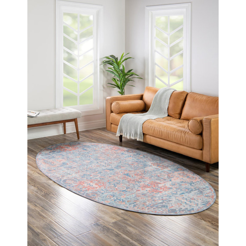 Mayzelle Chenille Oriental Indoor Rug, Oval 7'7" x 10'6"