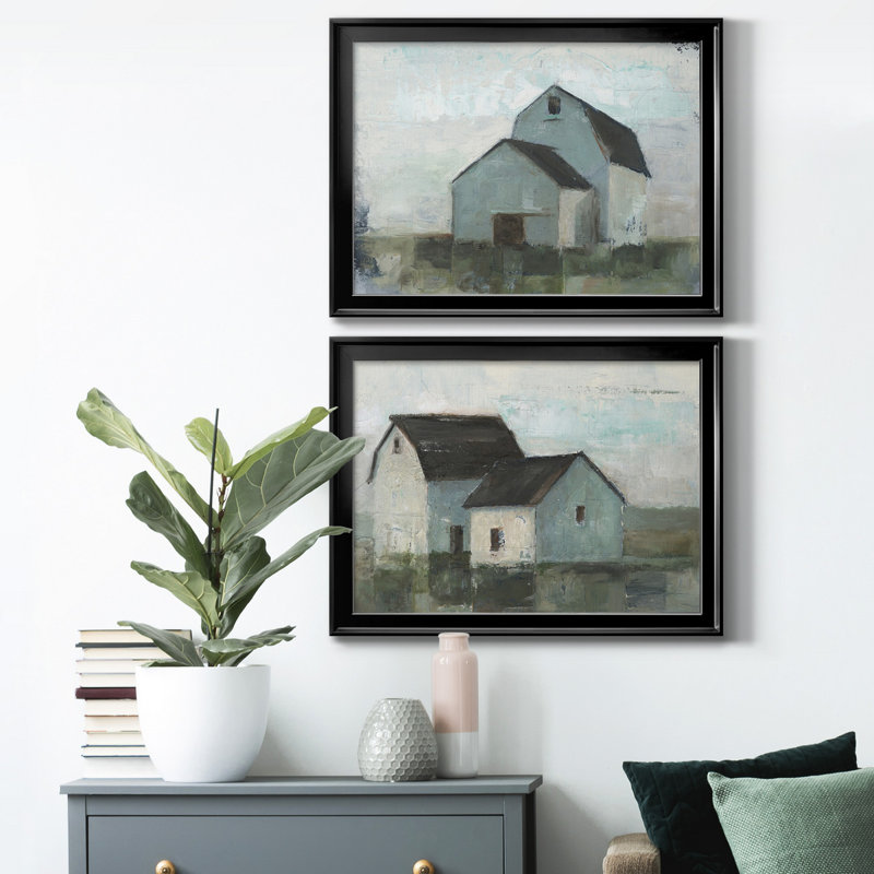 Barn at Sunset I - Ensemble de 2 reproductions de cadres photo, Noir, H 24,5 po x l 37 po x P 1,25 po