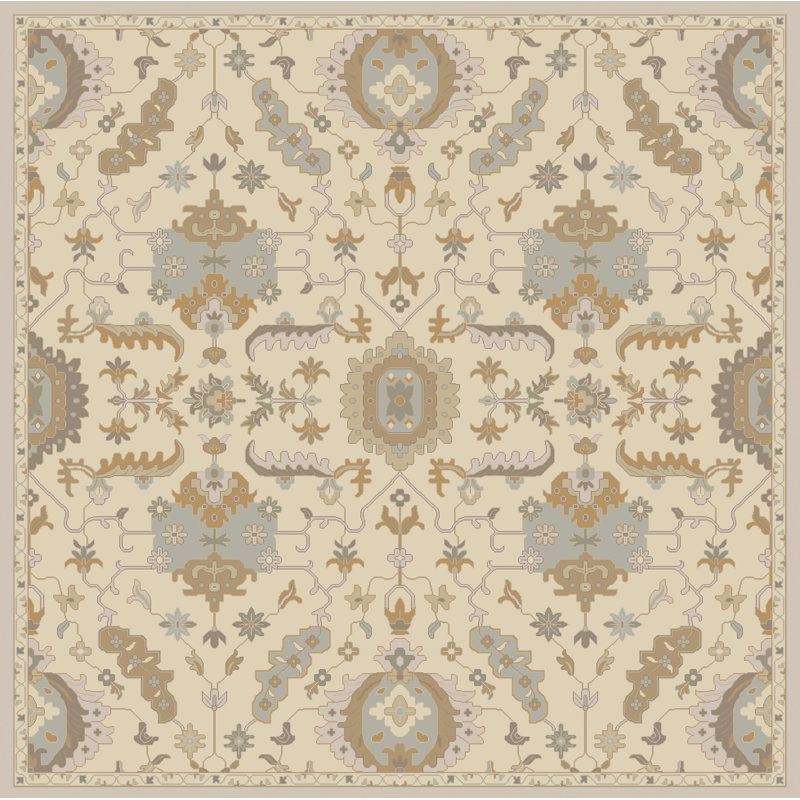 Tapis oriental multicolore en laine touffeté à la main Arden, Carré 8 pi