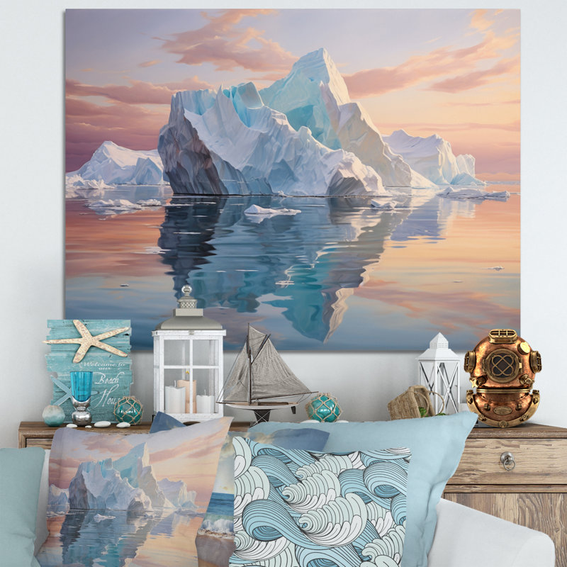 " Teal Peach Iceberg Frozen Serenity ", H 30 po x l 40 po x P 1,5 po, Toile tendue