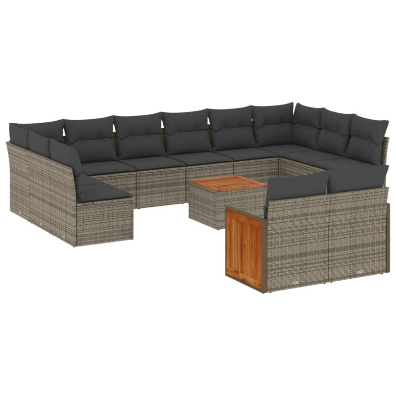 Ensemble de canapé de jardin modulaire en rotin PE gris 13 pièces Vidaxl