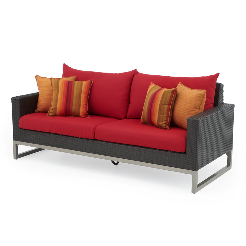 Sunbrella Outdoor 78In. Sofa - Grey, Brown, Canvas Jockey Red Sunbrella® Canvas