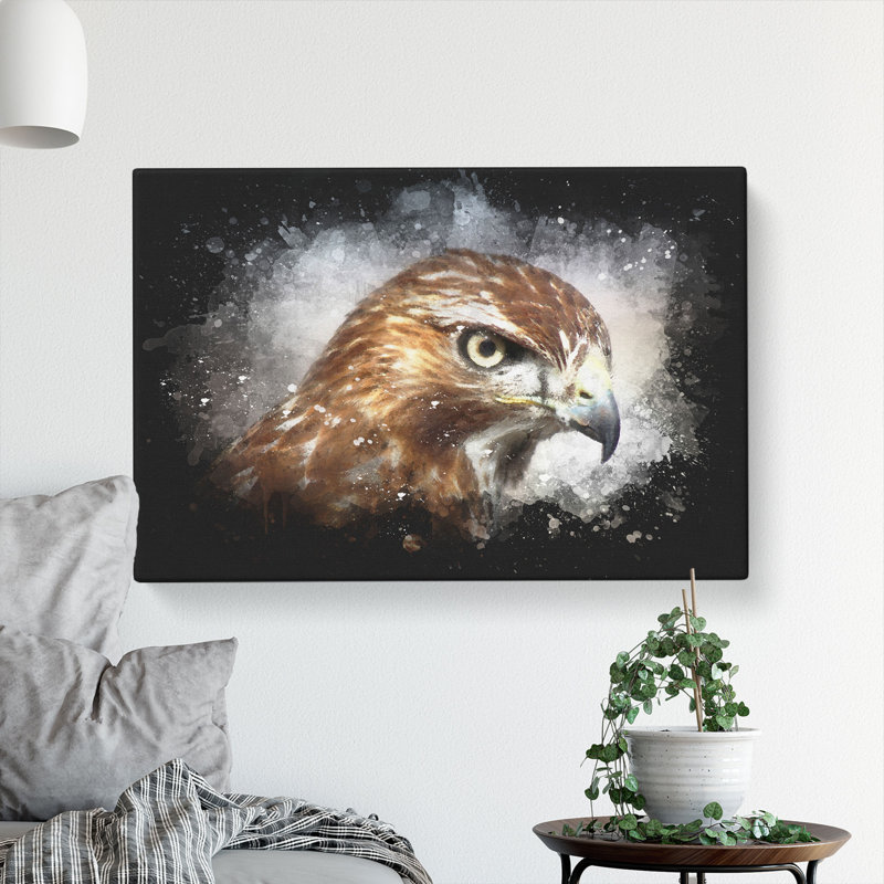 Hawk - Wrapped Canvas Painting, 35cm H x 50cm W x 3cm D