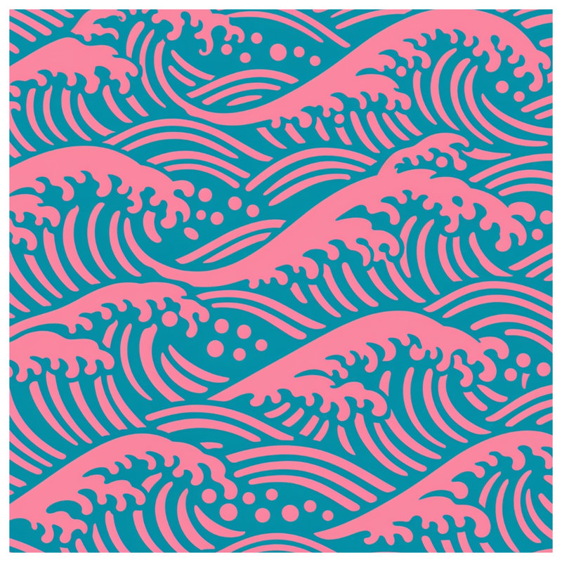Tapisserie murale «Pink Ocean Waves» - Décoration murale vagues, 50in H x60in W with 4 Grommets