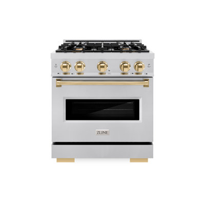 ZLINE Autograph Edition 30" Classic Gas Range w/ 4 Burners & Polished Gold Accents