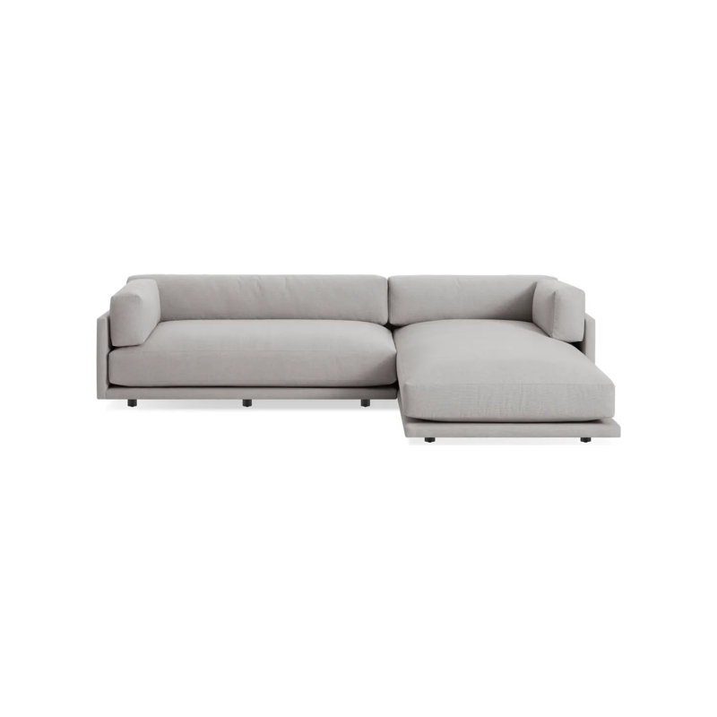 Sunday Chaise Sectional, Agnew Gray Textured Basketweave, Right Hand Facing
