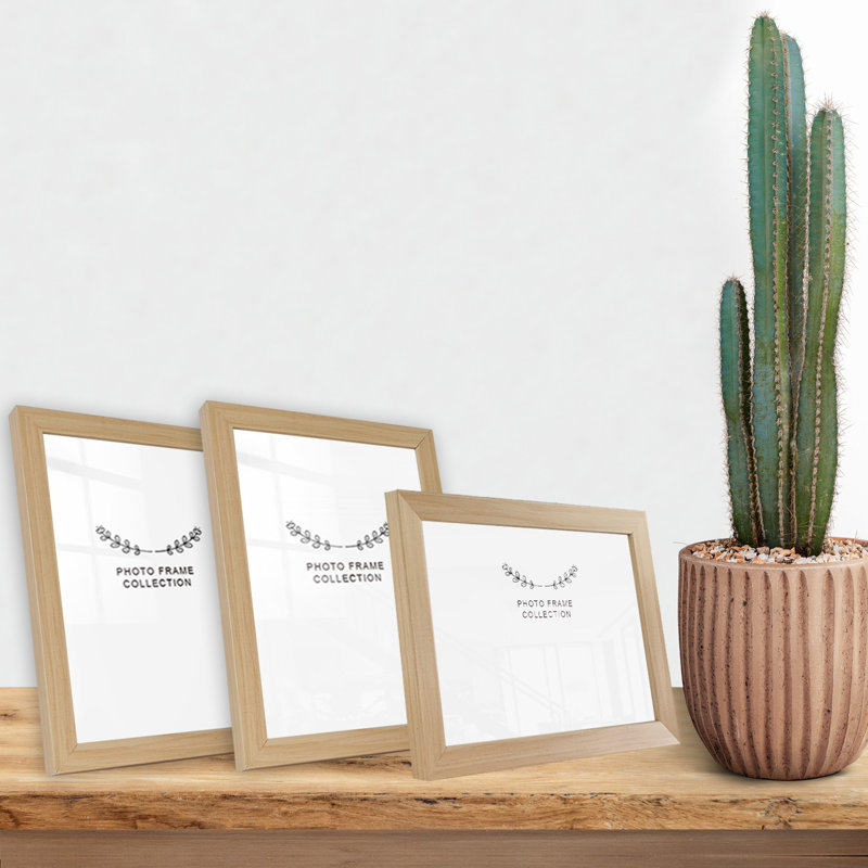 Ensemble de 3 cadres photo, couleur naturelle, 4 x 6 pouces | 100% plastique durable, largeur du cadre: 0,8 po | Parfait pour la décoration intérieure, la présentation murale d'une galerie ou un cadeau - Conception élégante et polyvalente pour n'importe quelle pièce