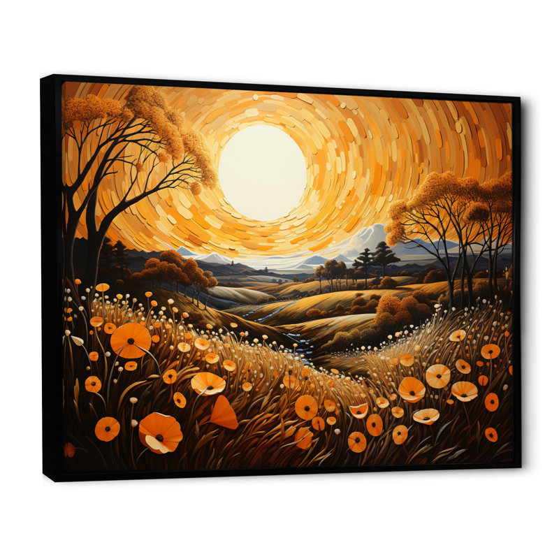 Farm Farm Harvest Pointillism IV, H 24 po x l 32 po, Cadre flottant noir