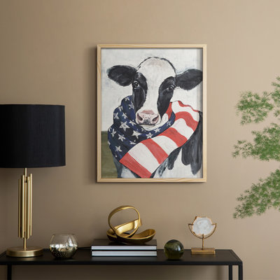 American Cow I I, reproduction encadrée - bois massif