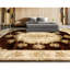 Tapis rectangulaire en soie / laine noué à la main brun / crème-90051521