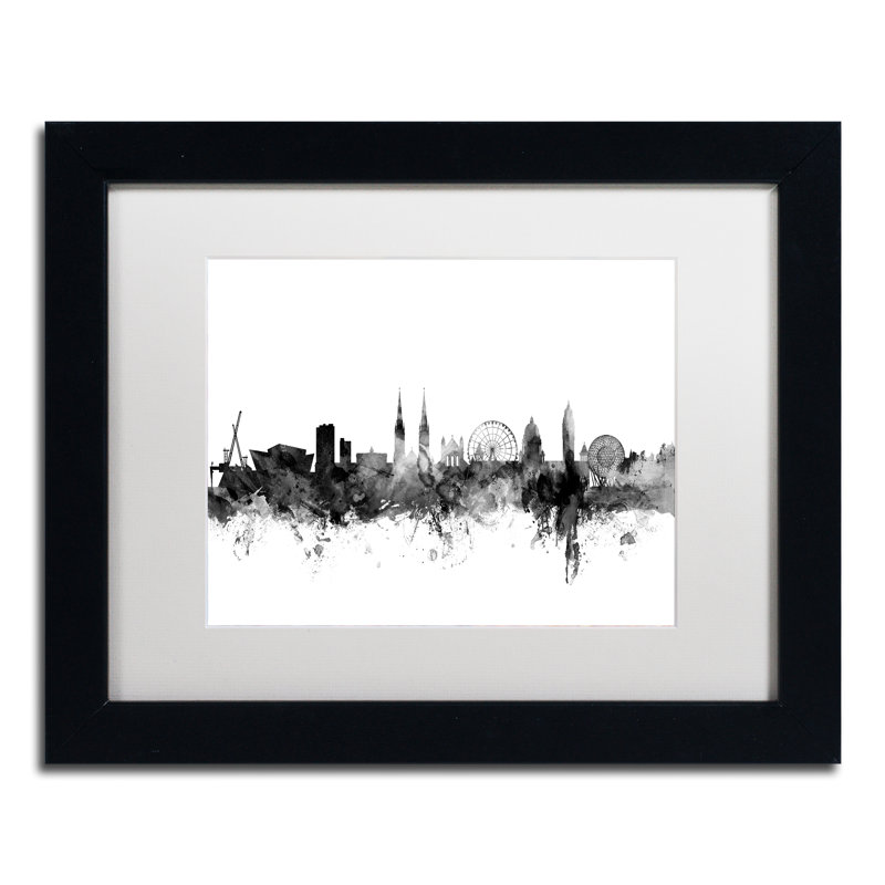 Belfast n. irlande, impression encadrée, H 11 po x l 14 po x P 0,5 po, Blanc, Cadre brun