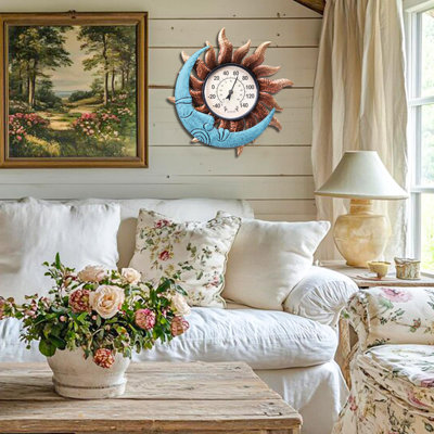 Thermomètre d'extérieur - Thermomètre mural soleil et lune
