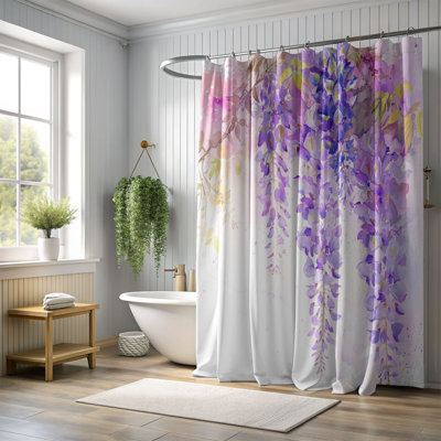 Watercolor Wisteria Blooms - 1 Piece Standard Shower Curtain
