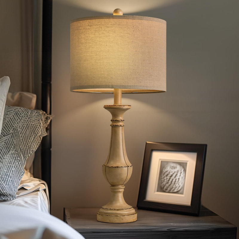 Lampe de table à intensité variable 27,75 "Farmhouse, Blanc délavé