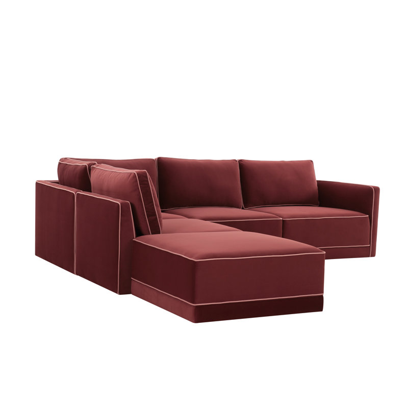 Clairah Modular Laf Sectional, Left Hand Facing, Red Velvet