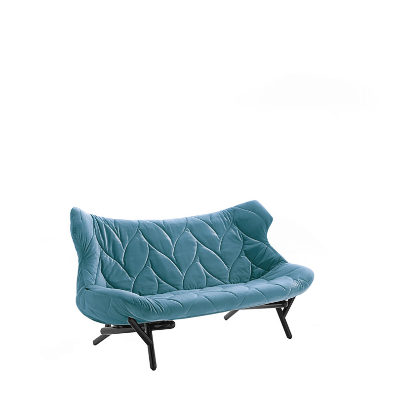 Causeuse Foliage, Velours bleu sarcelle, Noir