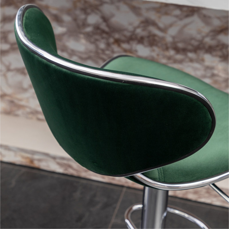 Tabouret de bar réglable en velours, ensemble de 2, vert
