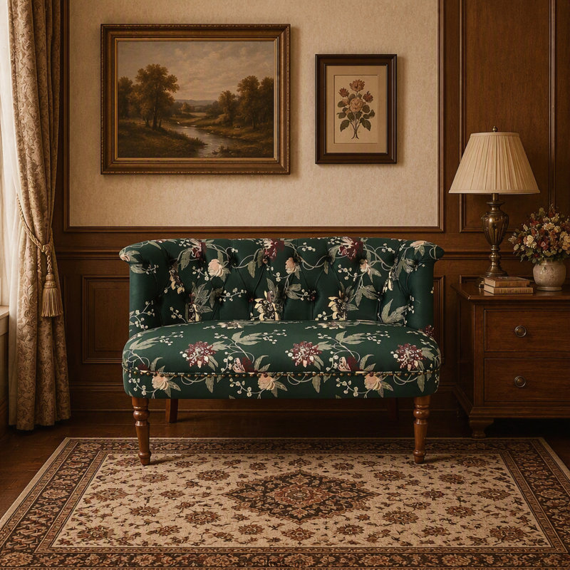 Fauteuil une place de style européen pour salon et garde-robe, vert, Tissu vert