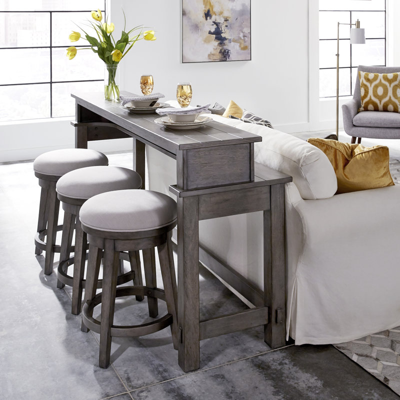 Bettee 3 - Person Counter Height Solid Wood Console Table Set, Brown