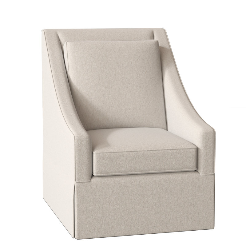 Teagan Upholstered Slipcovered Swivel Armchair, Snow Crypton Performance; 0884-91