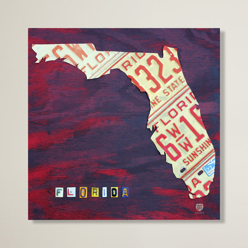 Plaque de licence floride, impression sur toile tendue, H 14 po x l 14 po x P 2 po