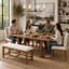 Ensemble de salle à manger extensible robuste de 6 pièces avec piètement à tréteaux, chaises rembourrées et banc pour une utilisation polyvalente à domicile-133630577