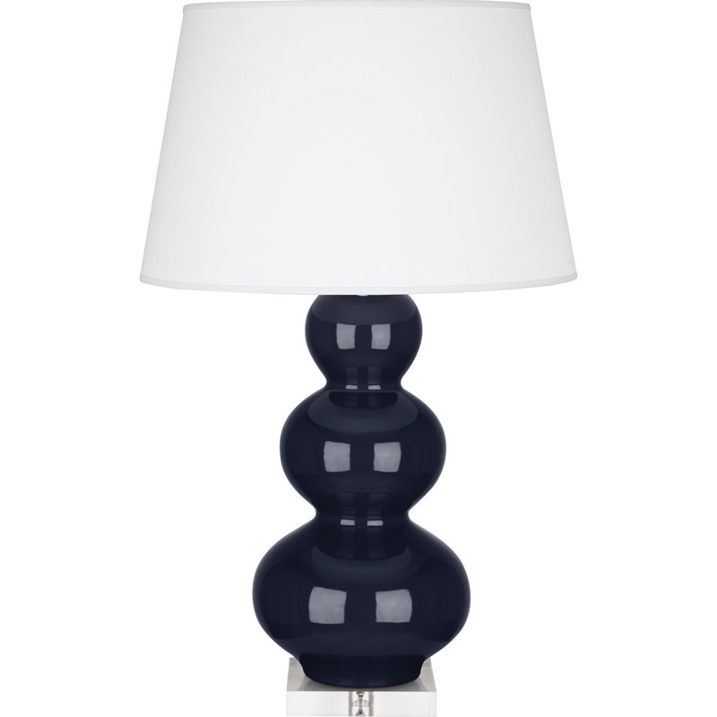 Triple Gourd Table Lamp, Midnight Blue Glazed Ceramic