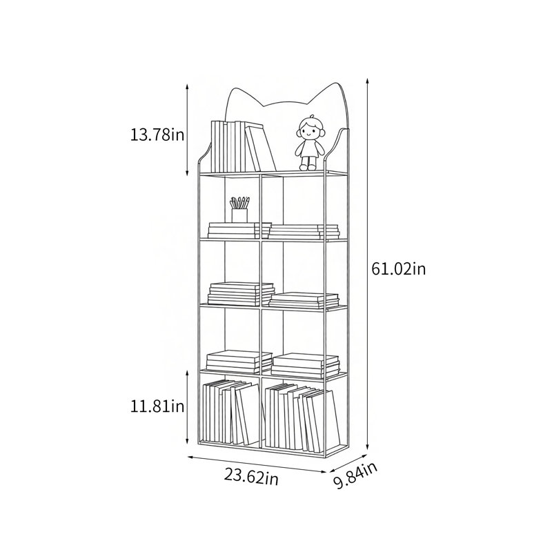 Bibliothèque acrylique chic, (5 tablettes) H 61,02 po x l 23,62 po x P 9,84 po