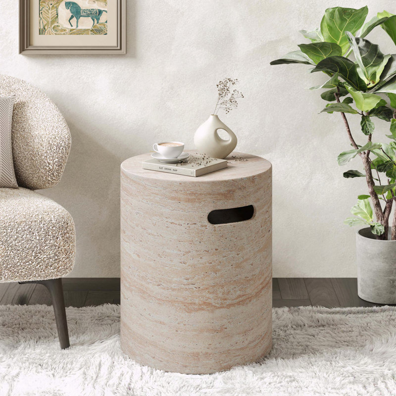 Table d'appoint durable Travertine