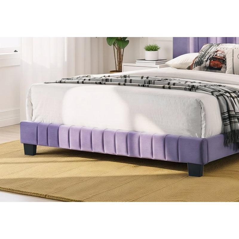 Lit double en velours mauve Valletta, Mauve, Double
