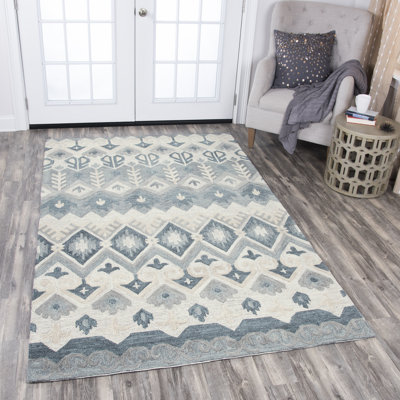 Tapis touffeté à la main en laine naturel / gris Haffner