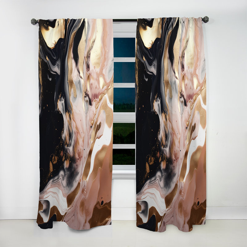 Rideau en velours moderne - obscurcissant - 1 panneau Ocean Waves Fluids In Marble V, L 52 po x L 63 po