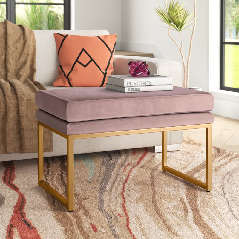 Shanta Upholstered Ottoman, Pink