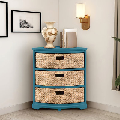 Armoire de rangement à 3 niveaux avec 3 paniers en osier