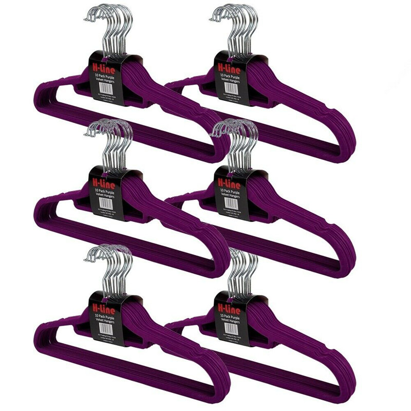 Velvet Standard Hanger for Dress/Shirt/Sweater, Purple
