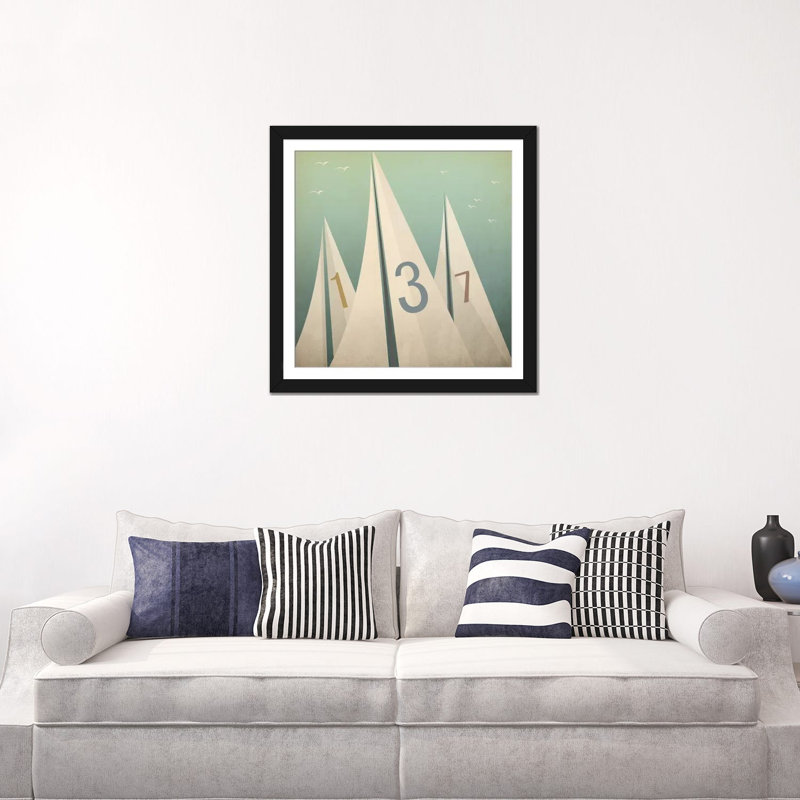 « voiles vii » par ryan, impression sur toile, H 16 po x l 16 po x P 1 po, Papier d'art encadré noir, Blanc