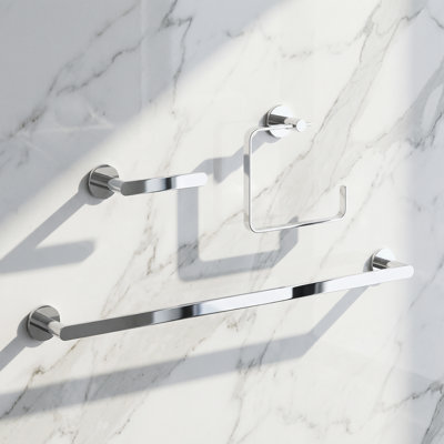 VIGO Arden 3-Piece Chrome Bathroom Hardware Set with 24-in Towel Bar, Toilet Paper Holder and Hand Towel Holder