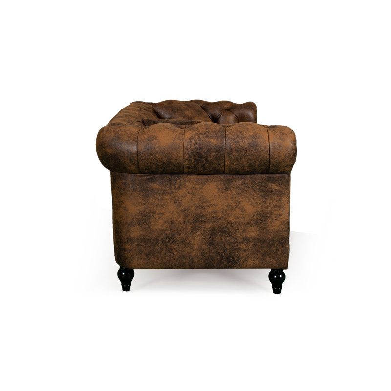 Camden Calio Chesterfield Sofa, 2, Millings Brown Faux Leather