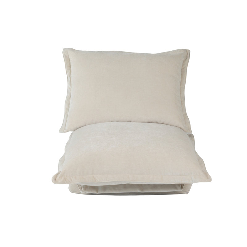 Convertible Flip Chair: Floor SofaBed with Adjustable Backrest andPillows, Beige Chenille