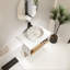 Meuble-lavabo flottant avec lavabo vasque à motif sable doré et tablette ouverte-129390573
