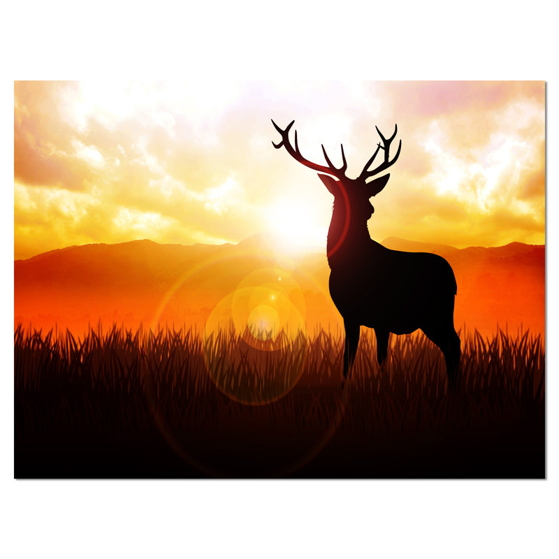« cerf on pâturage pendant le soleil », impression sur toile tendue, H 12 po x l 20 po