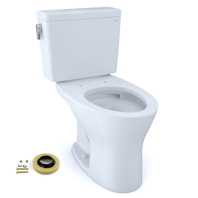 Drake® Two-Piece Elongated Dual Flush 1.6 and 0.8 GPF Universal Height Dynamax Tornado Flush® Toilet With CEFIONTET® With Wax Ring and Toilet Mounting Bolts (Seat Not Included)